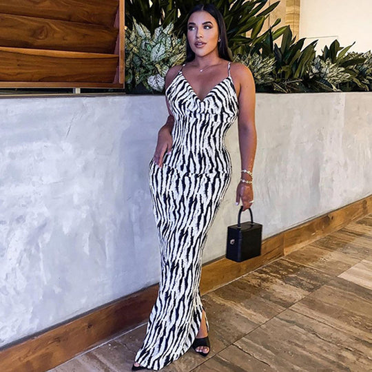 Damen Maxikleid mit tierischem Print R&B