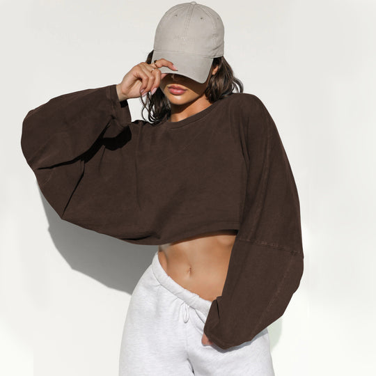 Damen lässiger Crop-Pullover R&B