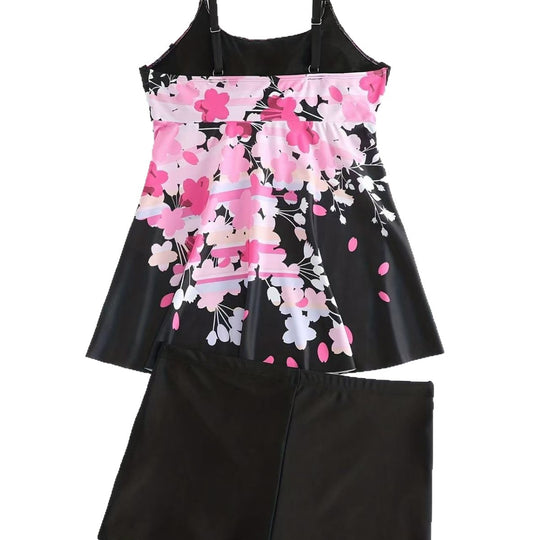 Damen Bade-Set mit floralem Oberteil und Shorts R&B