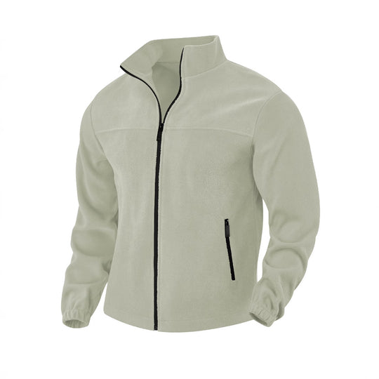 Herren nan warme Fleecejacke mit Reißverschluss, Stehkragen und Reißverschlusstaschen R&B