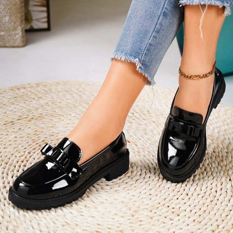 Damen elegante Mokassins mit modischem Schleifenakzent R&B