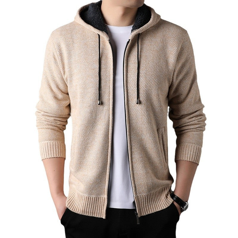 Herren modische Strickjacke mit Kapuze und weich gefüttertem Innenfutter R&B