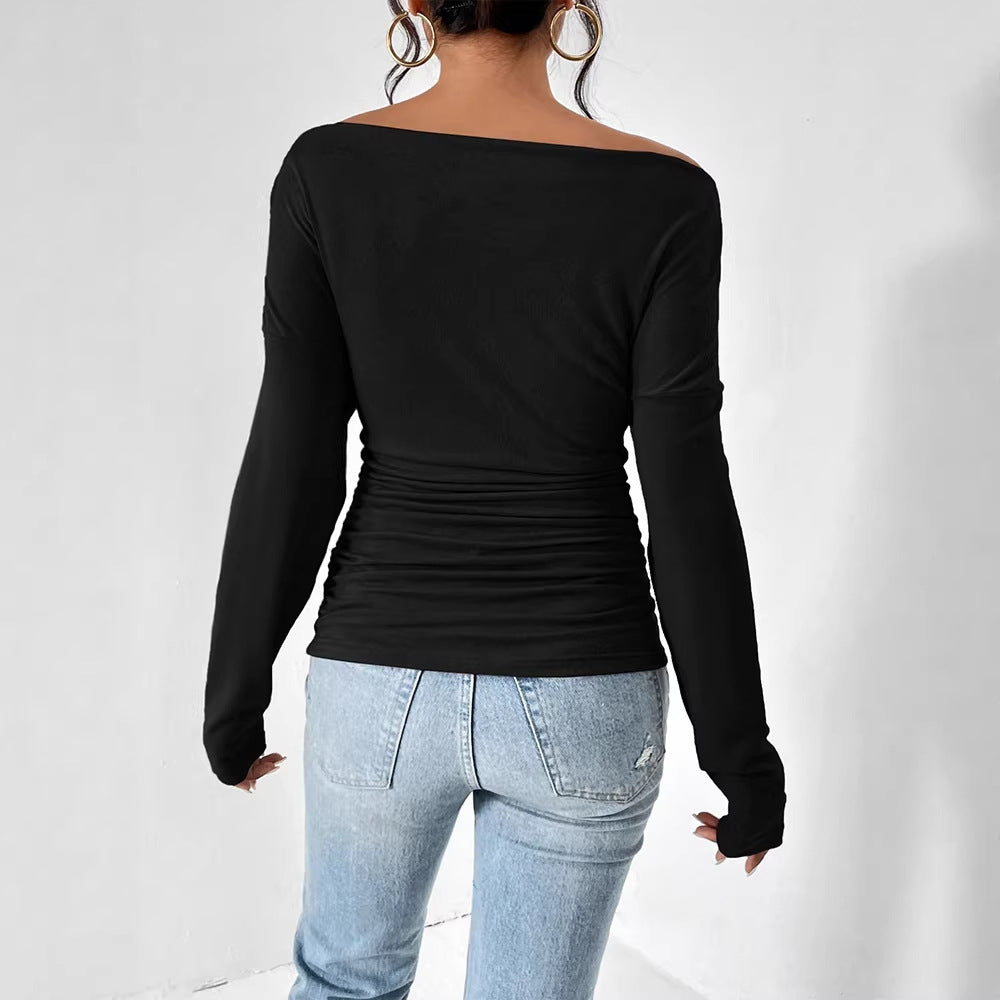 Damen Off-Shoulder Oberteil mit figurbetontem Schnitt und feiner Raffung R&B