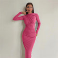 Damen figurbetontes Maxikleid mit eleganter Raffung R&B