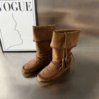 Damen Modische Mokassins-Stiefel mit einzigartigem Flechtmuster von R&B