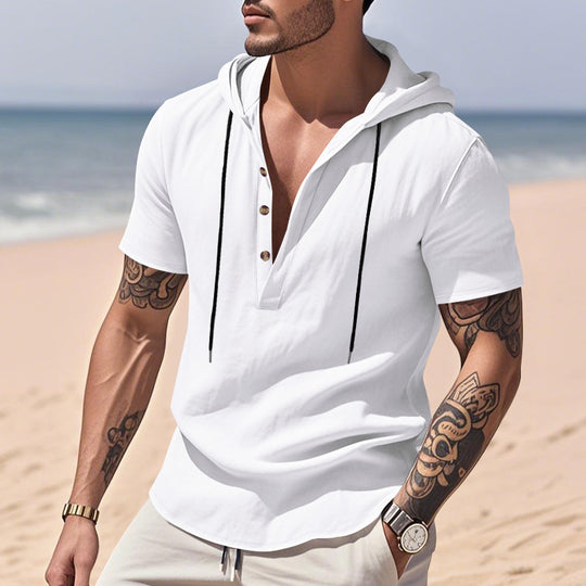 Herren lässiges Kapuzenshirt mit Knopfleiste und modischem Design R&B