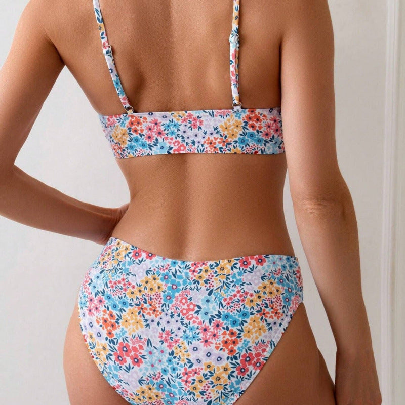 Damen High-Waist Bikini-Set mit floralem Design und komfortablen Trägern R&B
