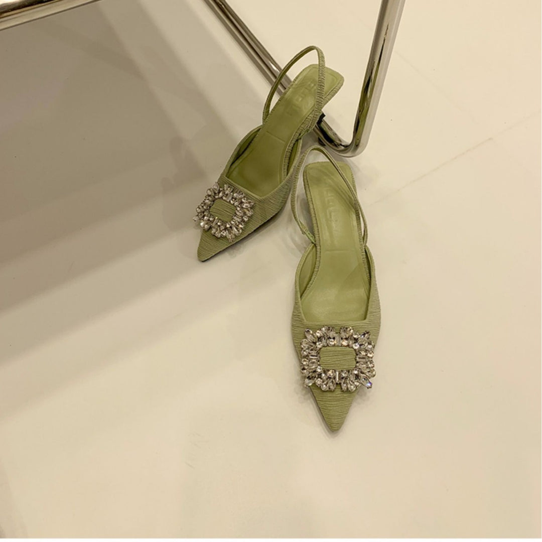 Damen Slingback-Pumps mit glänzenden Zierstein-Applikationen R&B