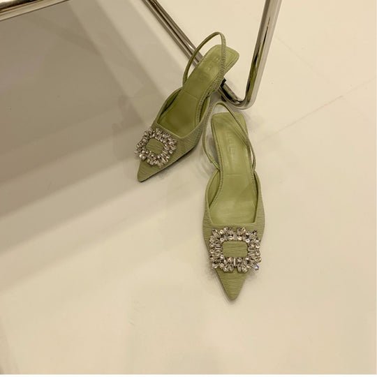 Damen Slingback-Pumps mit glänzenden Zierstein-Applikationen R&B
