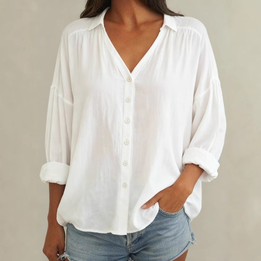 Damen Bluse mit lässigem Schnitt und Knopfdetails R&B