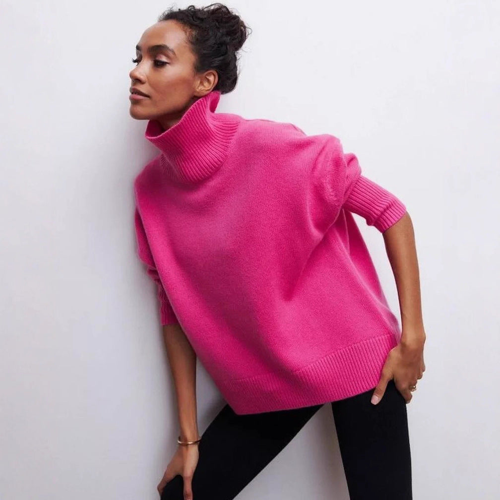Damen Oversized Rollkragenpullover aus weichem Strick R&B