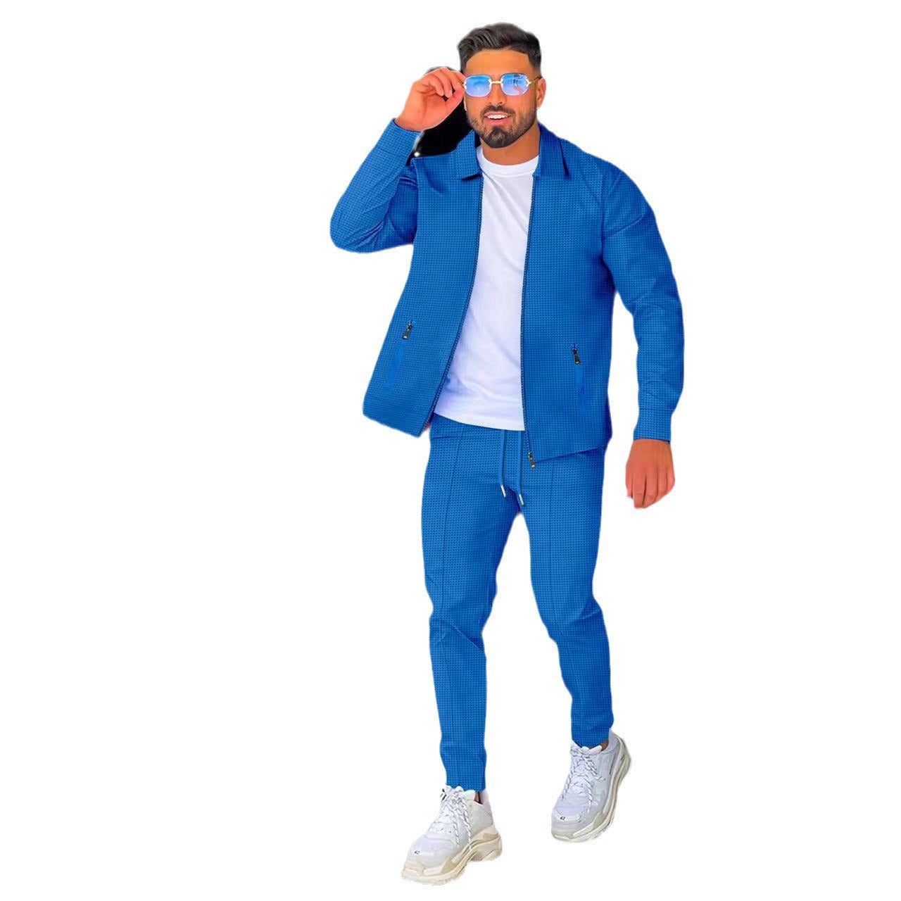 Herren eleganter und bequemer Sportanzug mit strukturierter Oberfläche R&B