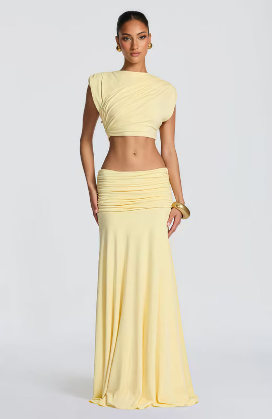 Damen Elegantes Wickelkleid mit drapiertem Oberteil und fließendem Rock R&B