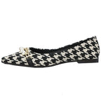 Damen elegante Ballerinas mit modischem Hahnentrittmuster und Perlenschmuck R&B
