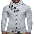 Herren Grobstrickpullover mit Schalkragen und Knopfdetail R&B