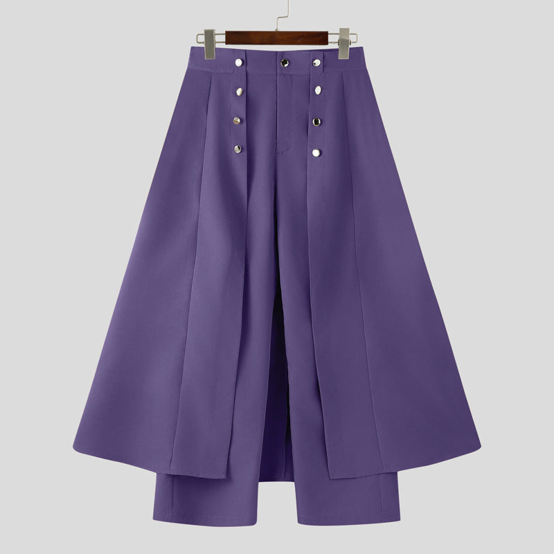 Damen nan taillenhoher ausgestellter Midi-Wickelrock mit innerer Culotte und Zierknopfleiste R&B