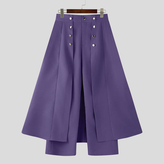 Damen nan taillenhoher ausgestellter Midi-Wickelrock mit innerer Culotte und Zierknopfleiste R&B