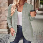 Damen gemütlicher Strickcardigan mit modernem Rippenmuster R&B