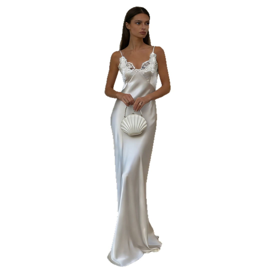 Damen Seidenkleid mit feinen Spitzenakzenten R&B