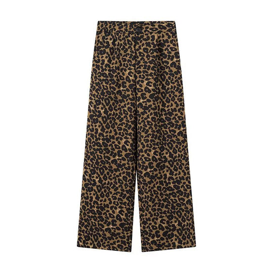 Damen Modische Palazzo-Hose mit Leopardenmuster R&B