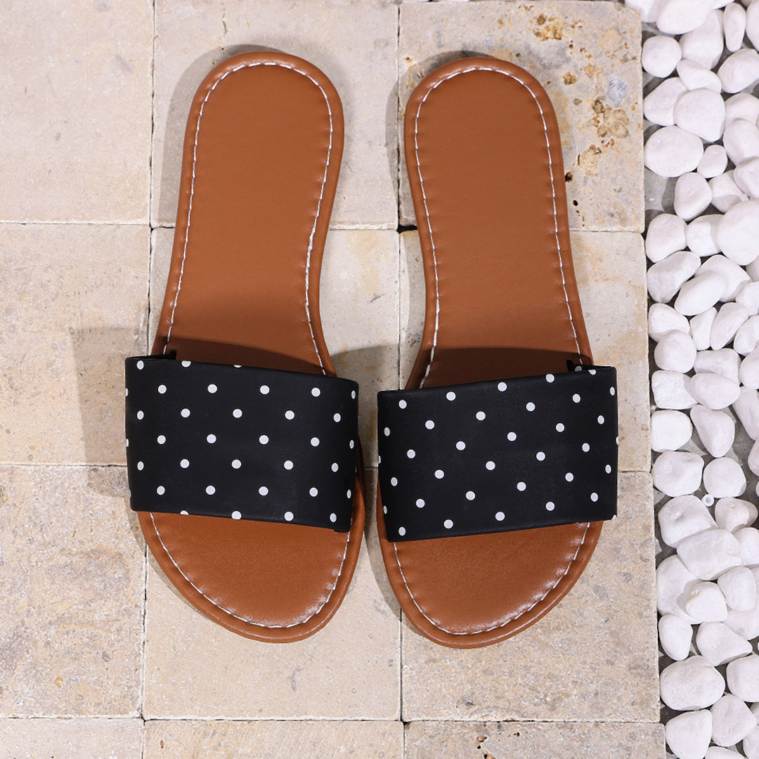 Damen Badesandalen mit gepolstertem Fußbett und modernem Punkte-Design R&B