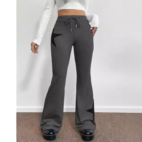 Damen lässige Sweatpants mit weitem Bein und Sternenmotiv R&B