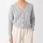Damen Strickjacke mit filigranem Lochmuster und Wellenabschlüssen R&B