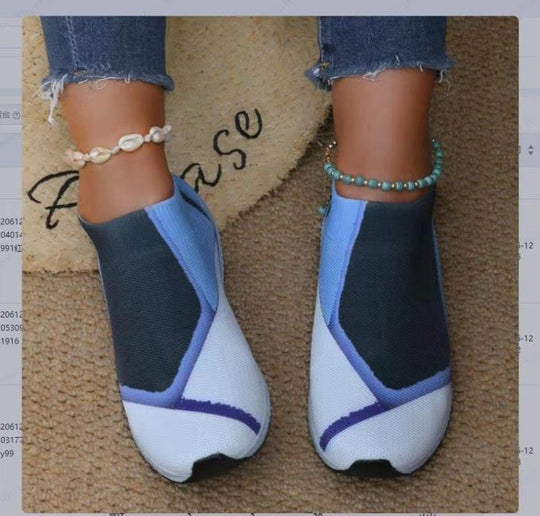 Damen Slip-On Sneakers mit atmungsaktiver Strick-Oberfläche und rutschfester Sohle R&B