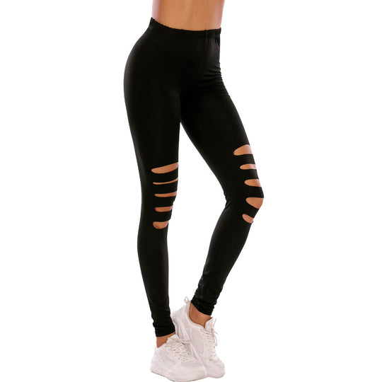 Damen Modische Leggings mit Cut-Outs im Leopardenmuster R&B
