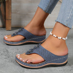 Damen Zehentrenner-Sandalen mit floralem Design und anatomischem Fußbett R&B