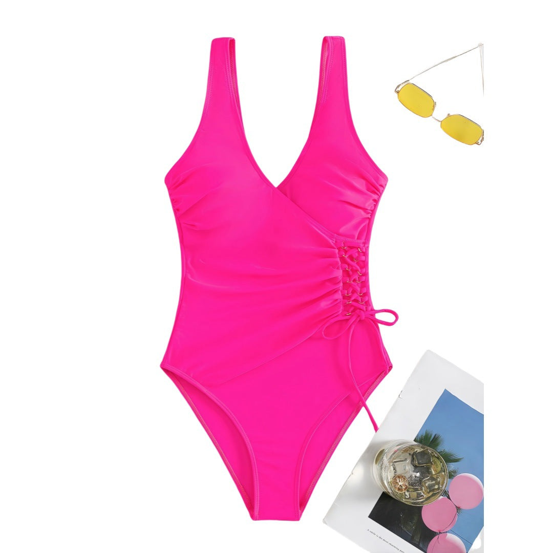 Damen Einteiliger Badeanzug mit raffiniertem Wickeldesign R&B