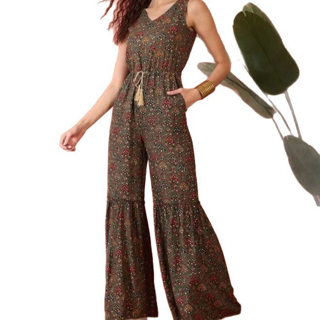 Damen Vintage-inspirierter Jumpsuit mit weitem Bein und Taillierung R&B