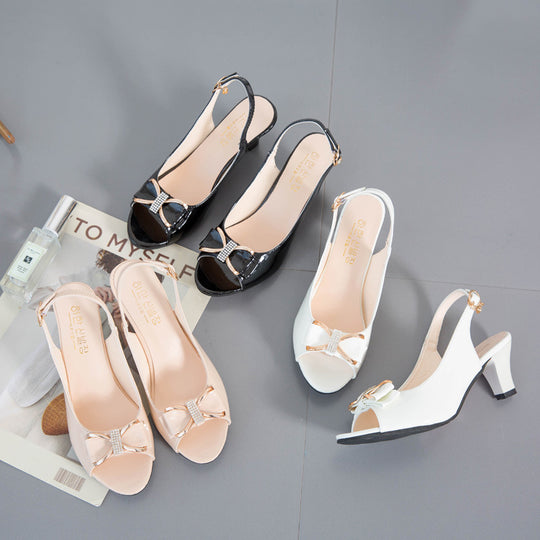Damen Slingback-Pumps mit glänzender Schleifenapplikation R&B
