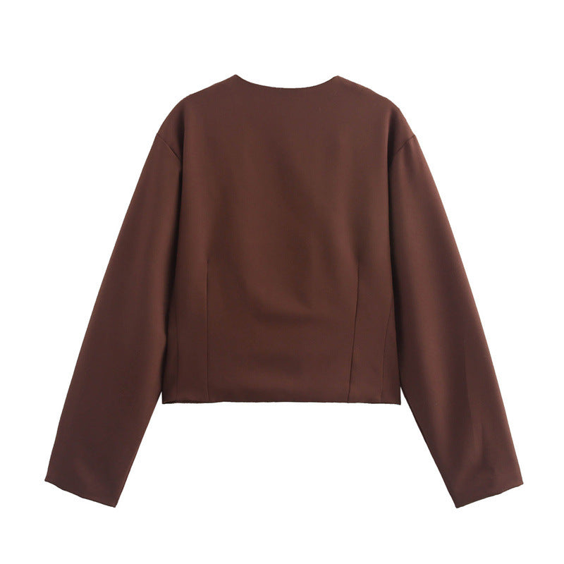 Damen Stilvolle Kurzjacke mit Knopfdetails R&B