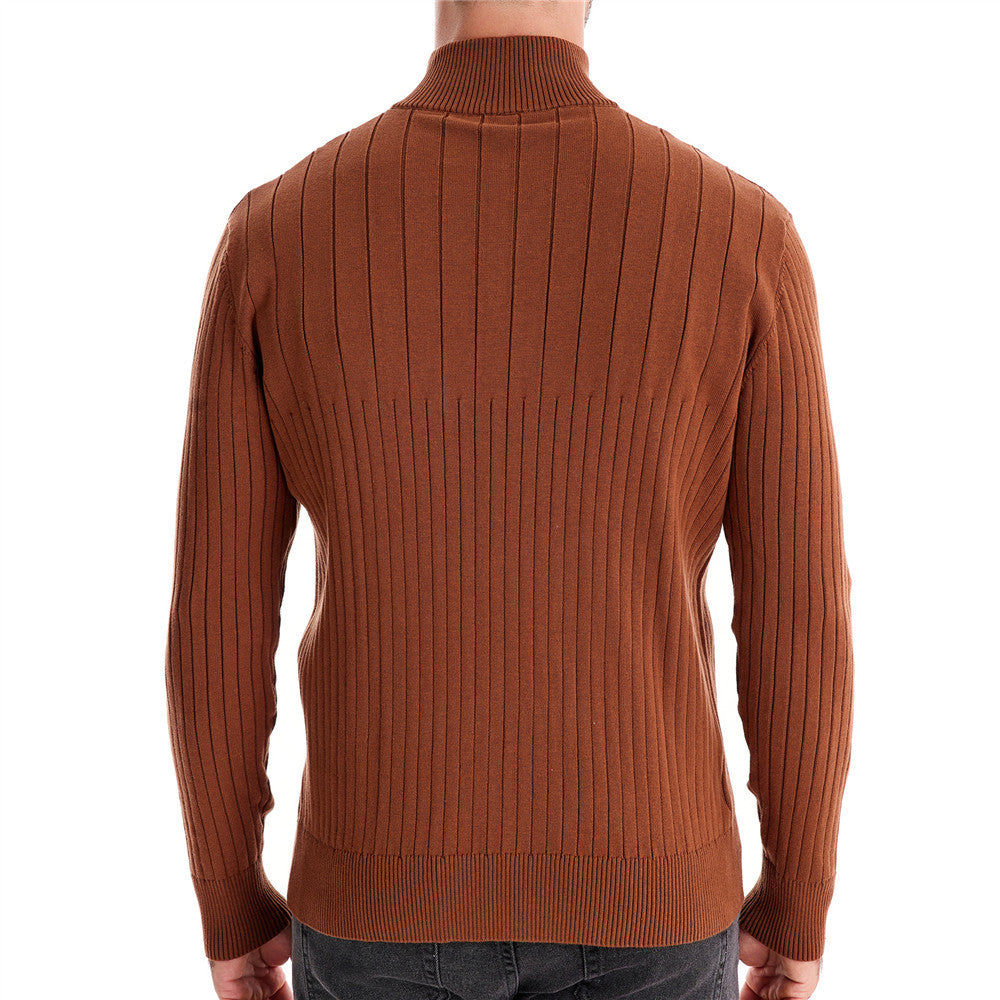 Herren Pullover mit halbem Reißverschluss und Rippstruktur R&B