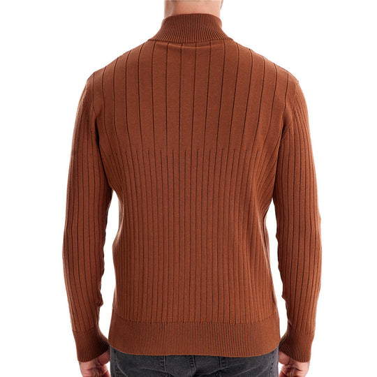 Herren Pullover mit halbem Reißverschluss und Rippstruktur R&B