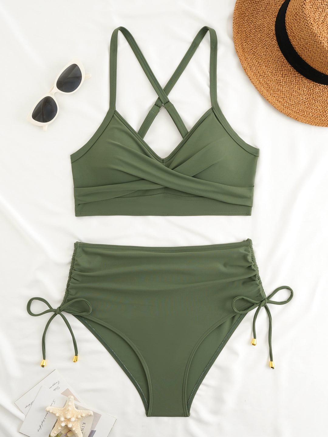Damen Hochtailliertes Bikini-Set mit Wickeloberteil R&B