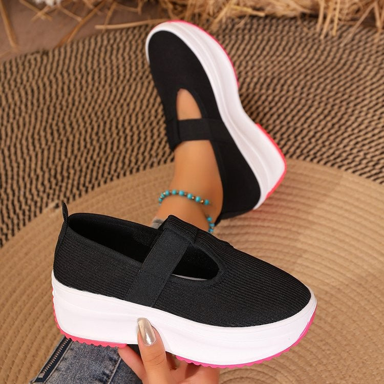 Damen Plateau-Sneaker im sportlich-eleganten Design mit elastischem Riemchen R&B