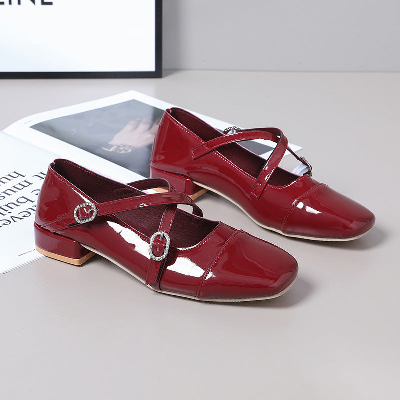 Damen Elegante Flachschuhe mit schimmerndem Obermaterial und verstellbaren Riemen R&B