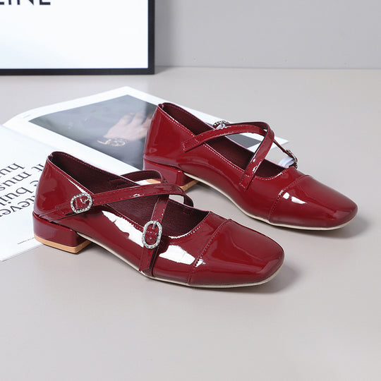 Damen Elegante Flachschuhe mit schimmerndem Obermaterial und verstellbaren Riemen R&B