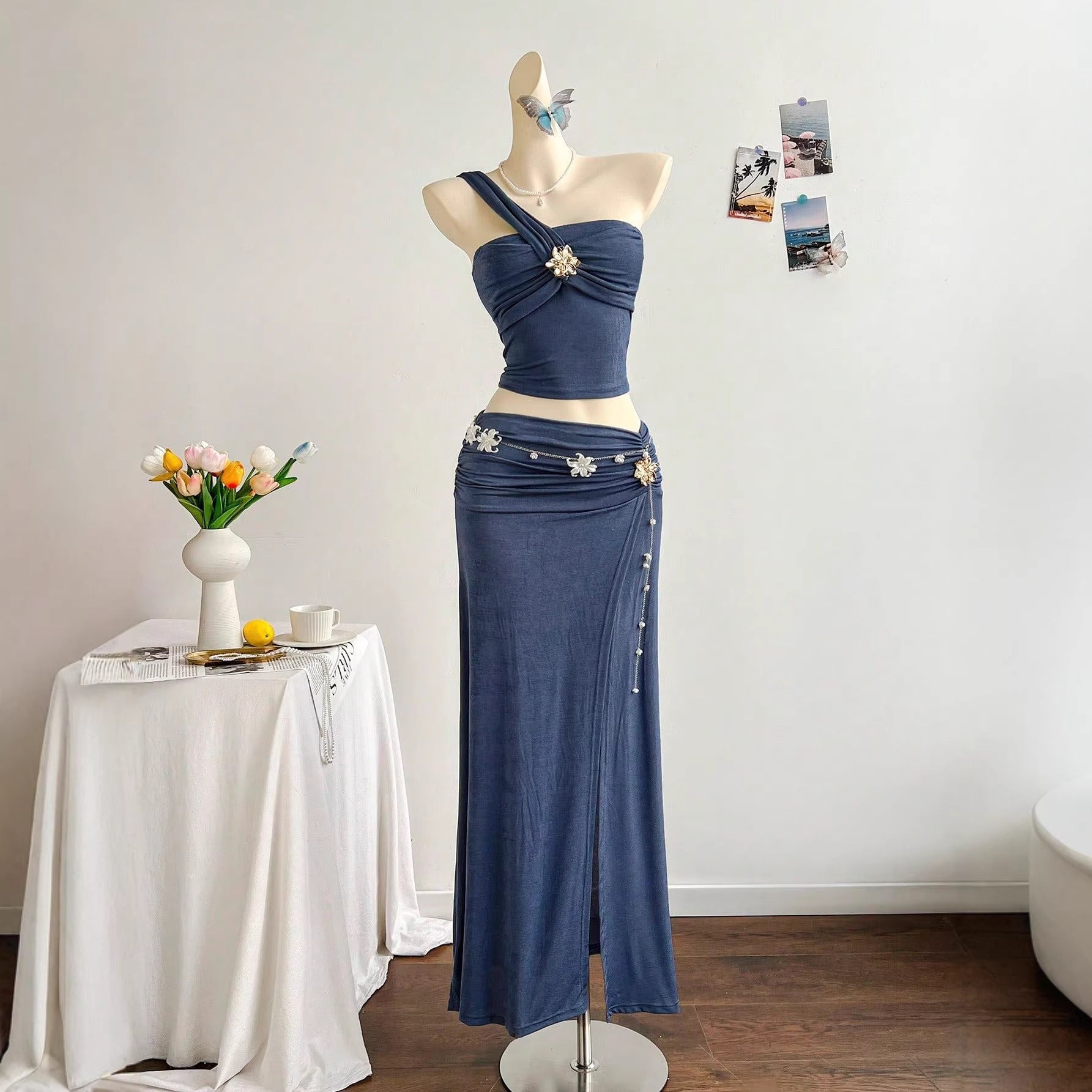 Damen elegantes Sommerkleid mit floralem Detail R&B