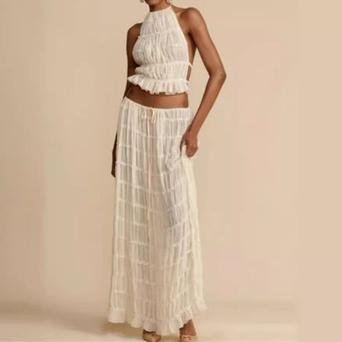 Damen Maxikleid mit raffinierten Rüschendetails und hochgeschlossenem Design R&B