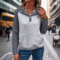 Damen modischer Stehkragen-Pullover mit strukturierter Oberfläche R&B