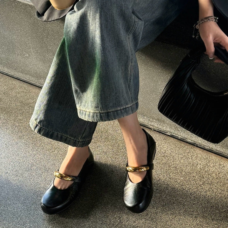 Damen Ballerina-Schuhe mit modischer Schnallenverzierung und pantentlicher Passform R&B