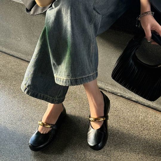 Damen Ballerina-Schuhe mit modischer Schnallenverzierung und pantentlicher Passform R&B