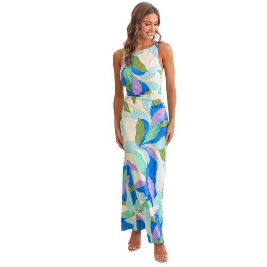 Damen Maxikleid mit modernem floralem Design und elegantem Schnitt R&B