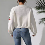 Damen Kurze Strickjacke mit fruchtiger Stickerei R&B