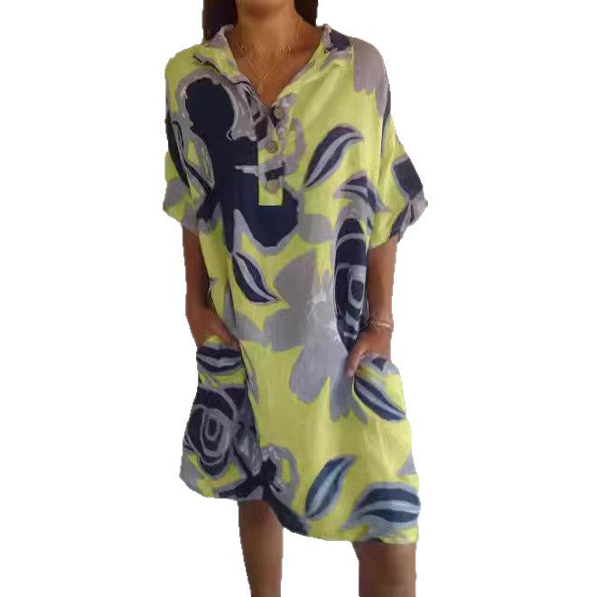 Damen lässiges Kapuzenkleid mit floralem Design R&B