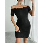 Damen Off-Shoulder Spitzenkleid R&B