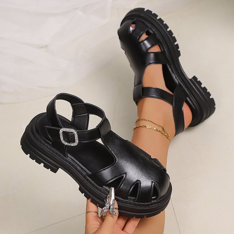 Damen komfortable Riemensandalen mit modischer Schnallenverzierung R&B